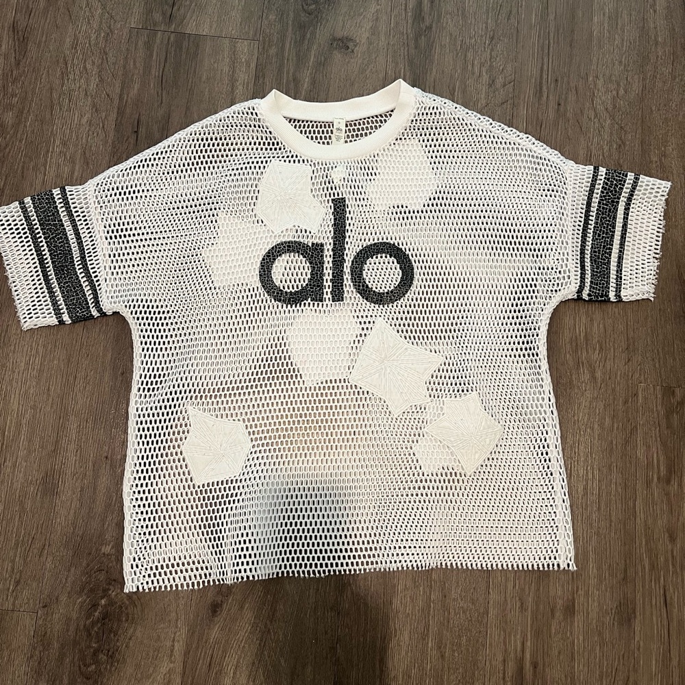 ALO YOGA MESH JERSEY WHITE
